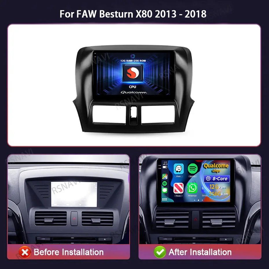 أندرويد 15 Carplay Auto لـ FAW Besturn X80 2013 2014 2015 - 2018 راديو السيارة GPS والملاحة DSP WIFI + 4G ستيريو 2 Din مشغل فيديو #2
