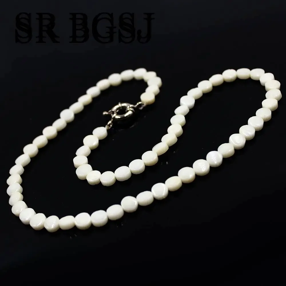 6mm White Red Pink Coin Shape Sea Bamboo Natural  Coral Beads Jewelry Chocker Necklace Strand 17.5\