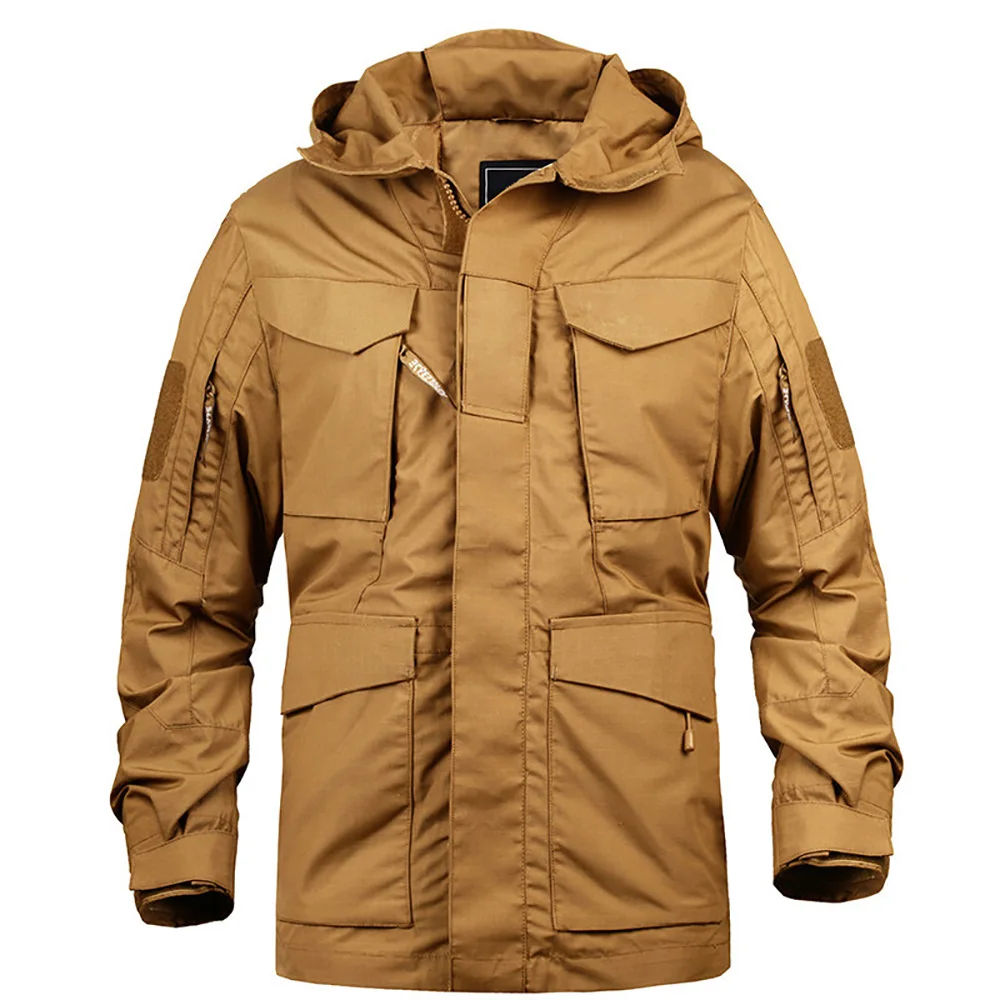 Winter Sport Coat Men Outdoor Windbreaker Mid Length M65 Field Jacket Military Green Outdoor Style Parka Waterproof