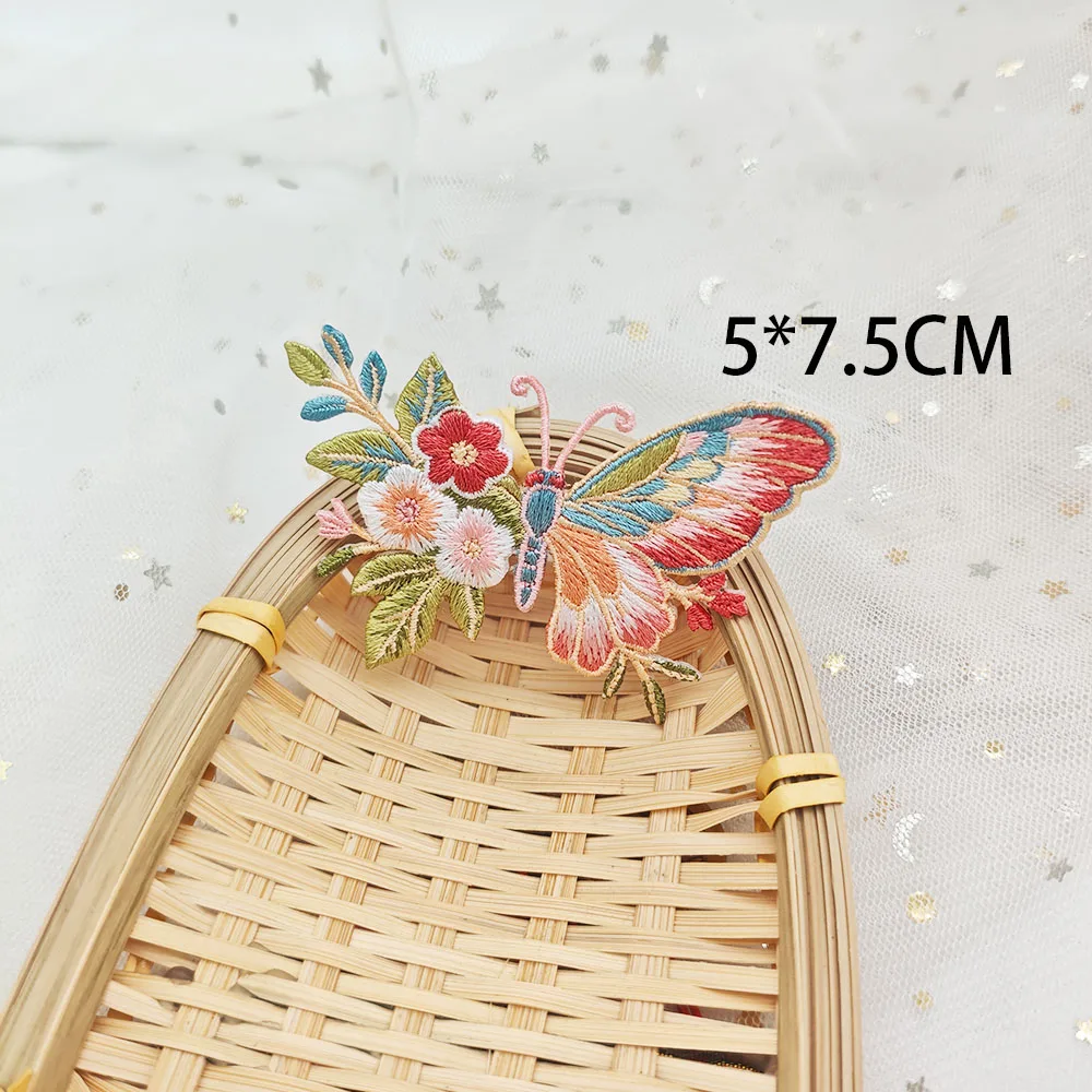 Vintage-Blumen-Schmetterlings-Stickerei zum Aufbügeln, niedliche Wärmeübertragungsapplikation für DIY-Kleidung, Jacken, Dekoration, einfach anzubringen. – Detail 11