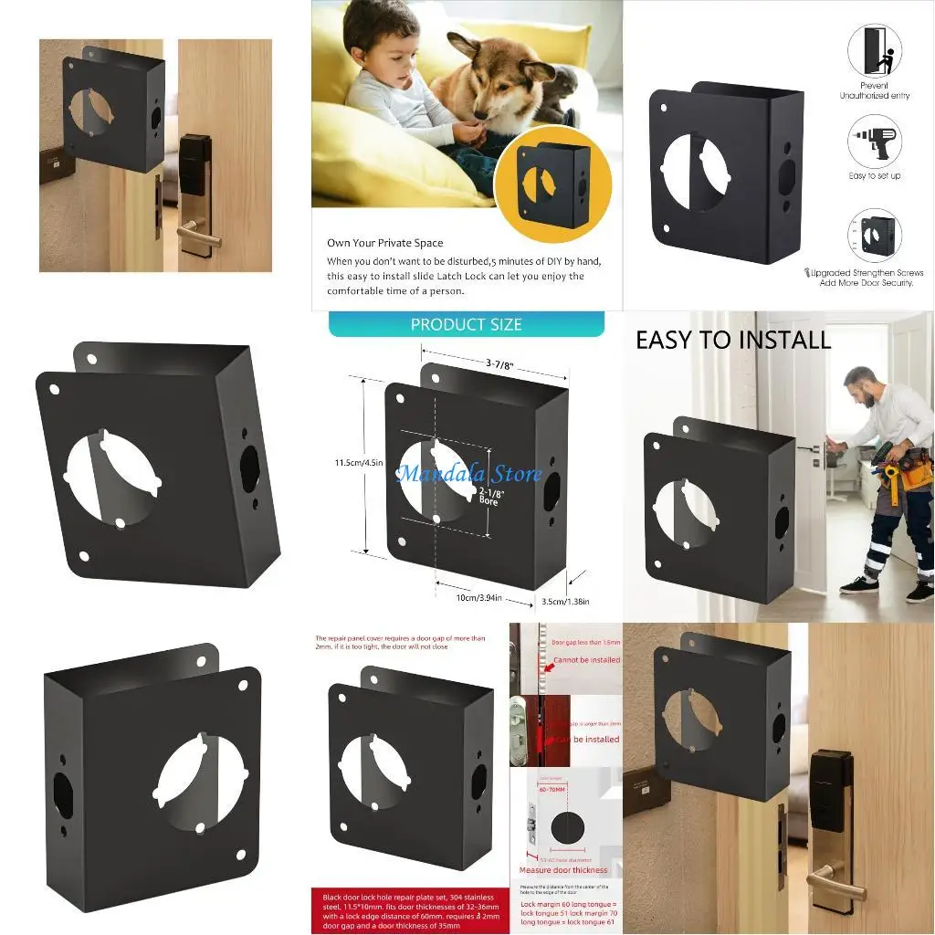 

U2JC Home Security Upgrades Steel Door Plate Easy Installation Door Reinforcement Plate Upgrades for Reinforcement & Repair