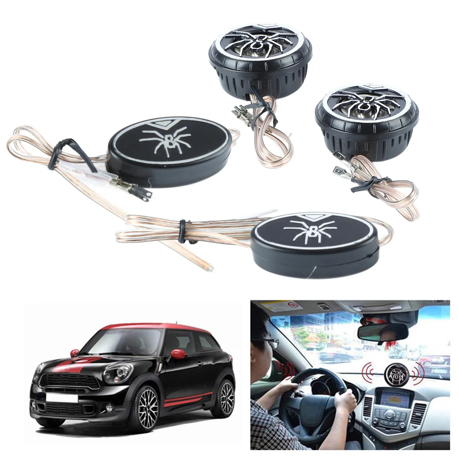 Car Round Loudspeakers Stereo Car Tweeter Car Loudspeakers Stereo Round Tweeter with Chrome Plated Spider Pattern for Car Truck