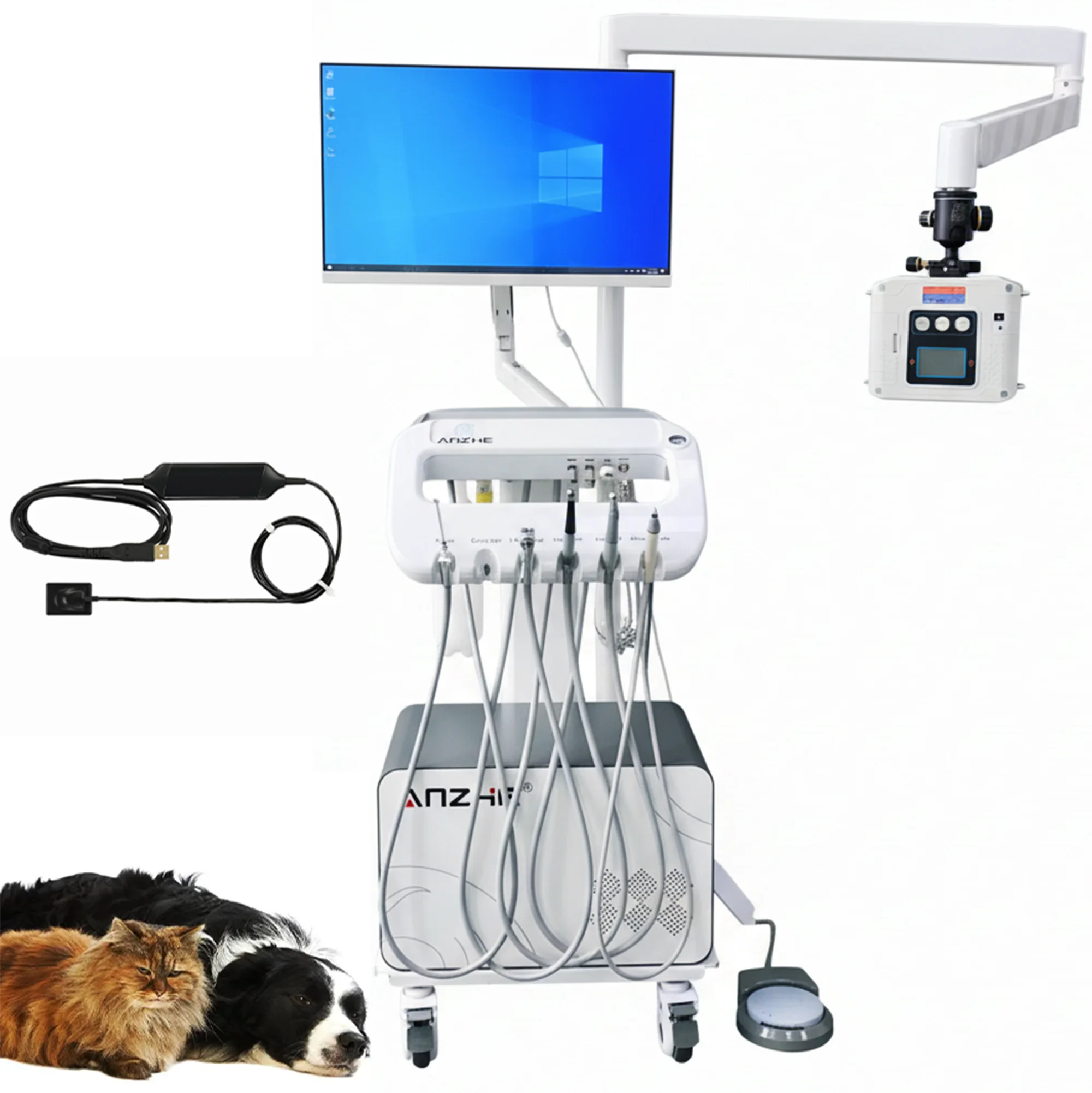 2026 Factory Direct Veterinary Pet Dental Mobile Trolley with X-Ray Unit Portable Vet Dental Treatment Cart OEM Dental Trolley