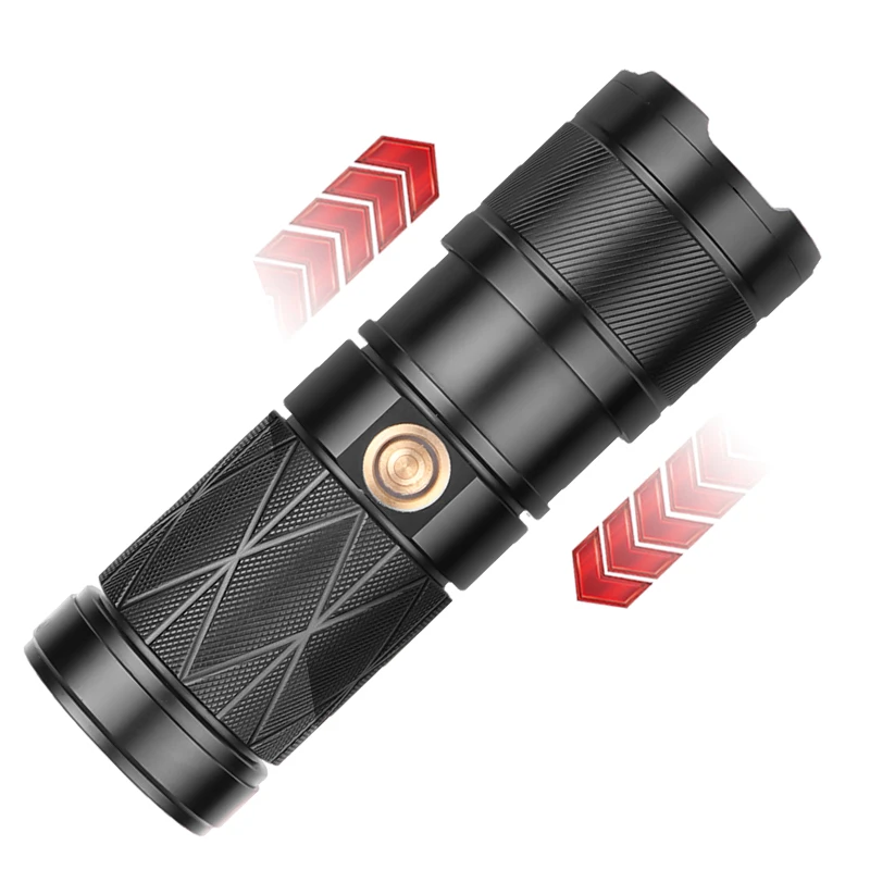 

ZK20 Dropshipping XHP90 USB Rechargeable LED Flashlight 5 Mode Zoom Output Torch Built-in 2200 Battery Type-c Tail Work Light