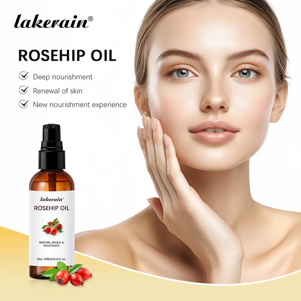 Aceite de rosa mosqueta de 100ml, aceites orgánicos para la cara de caderas y rosas, aceite hidratante para la piel de absorción rápida, esencia para el cuidado de las semillas, cuidado de la rosa mosqueta facial T2Q7