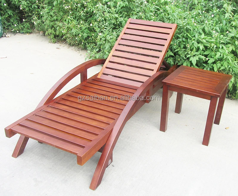 Teak Wood Outdoor Furniture Sun Loungers Swimming Pool Outdoor Recliner With Adjustable Backrest