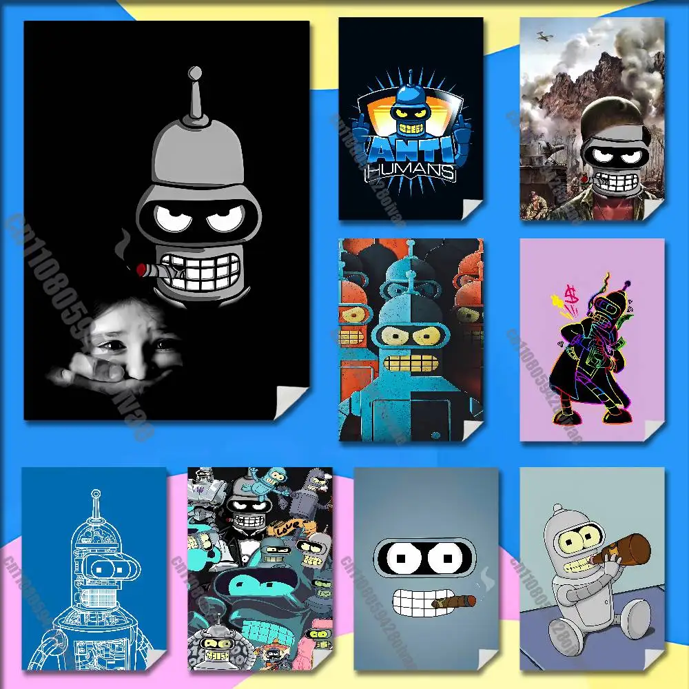 

F-Futurama B-Bender Poster Wall Sticker For Bedroom 30x40cm Self-adhesive Decoration Fans Playbill Cover