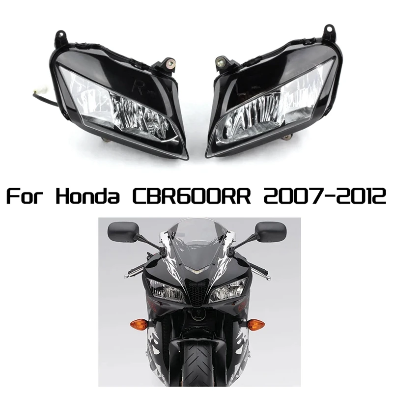 

1 Pair Motorcycle Headlight Head Light Lamp Front Left & Right For Honda CBR600RR 2007-2012 Headlight Assembly Replacement