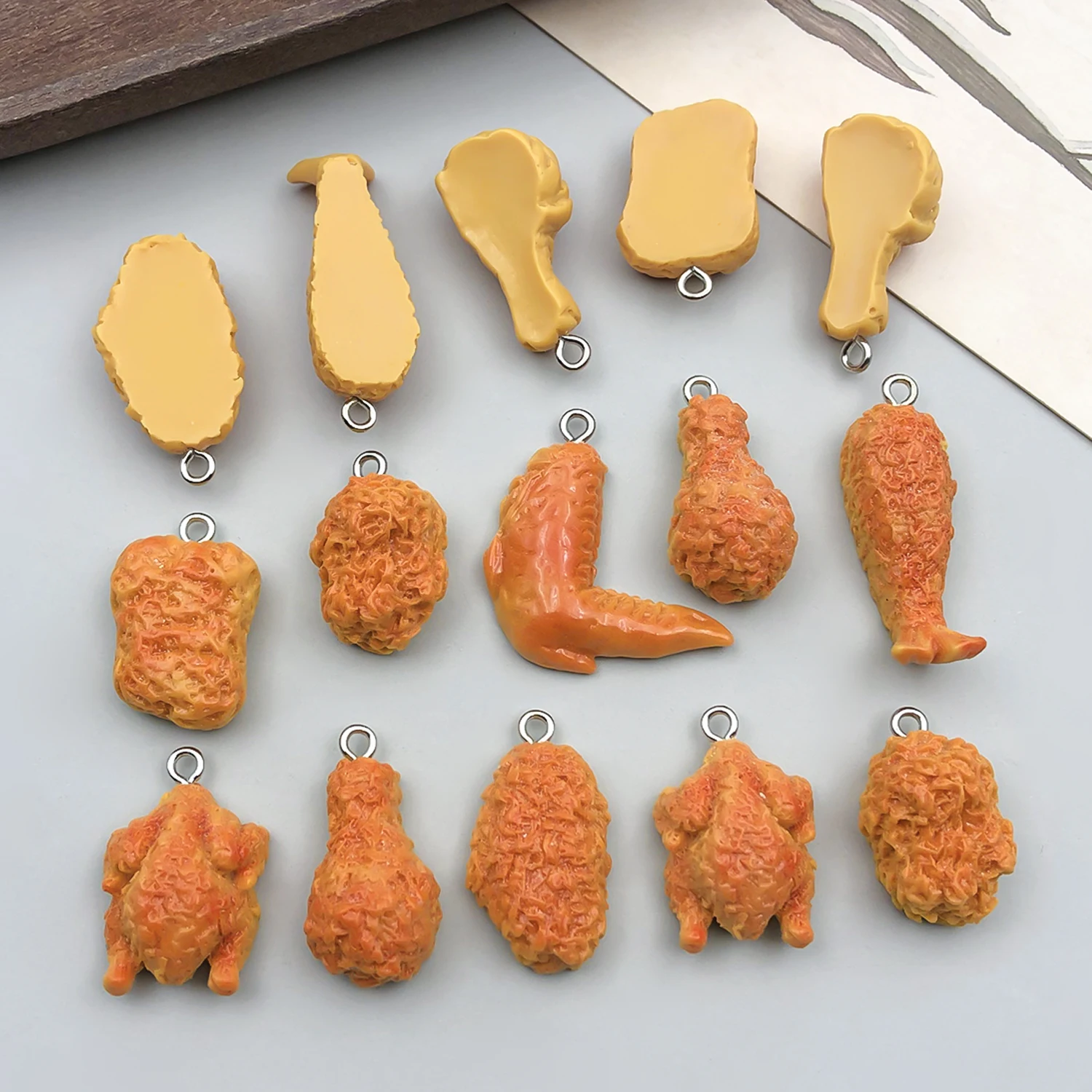 5pcs/16pcs Resin Roasted Chicken Legs Wings Pendant Jewelry Making DIY Keychain Earrings Charms for Jewelry Bracelets Necklace
