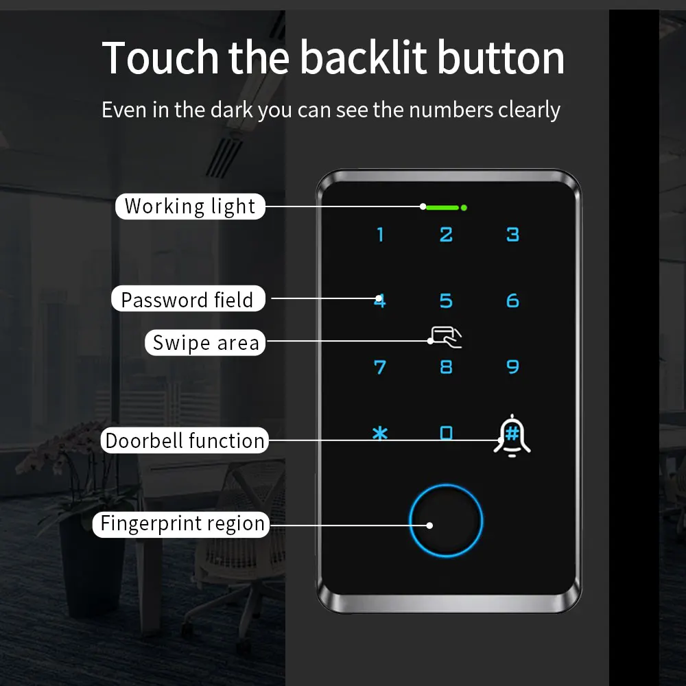 Support Tuya App Fingerprint Access Controller Outdoor Waterproof Standalone RFID Keypad System 125KHz13.56MHz WG26 Smart Unlock