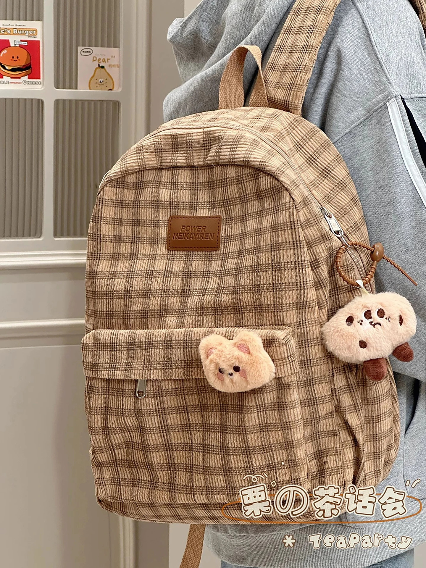 Retro Plaid Women's Backpack Large Capacity Autumn Winter Versatile Student Bookbag Lightweight Computer Bag Sweet School Style