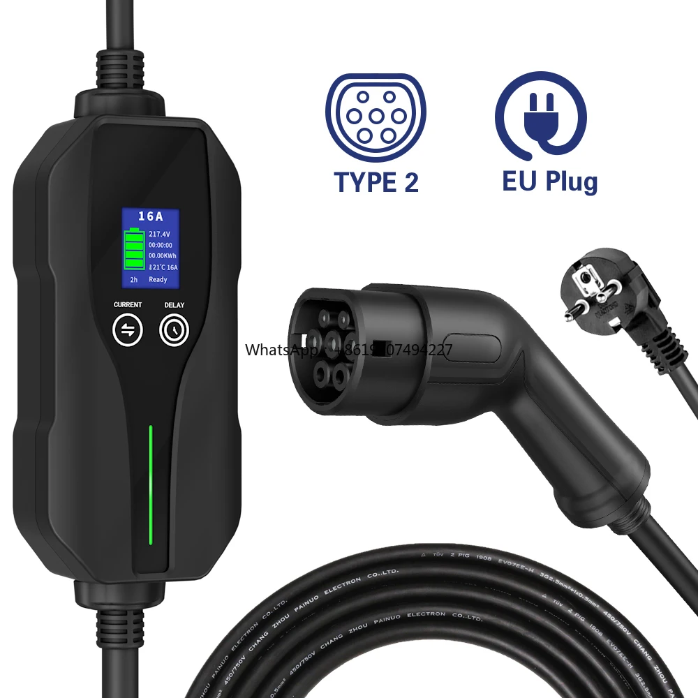 3.5kW / 7kW Mode 2 AC EV Portable Charger Type1 / Type2 / GBT Connector for Individual Use