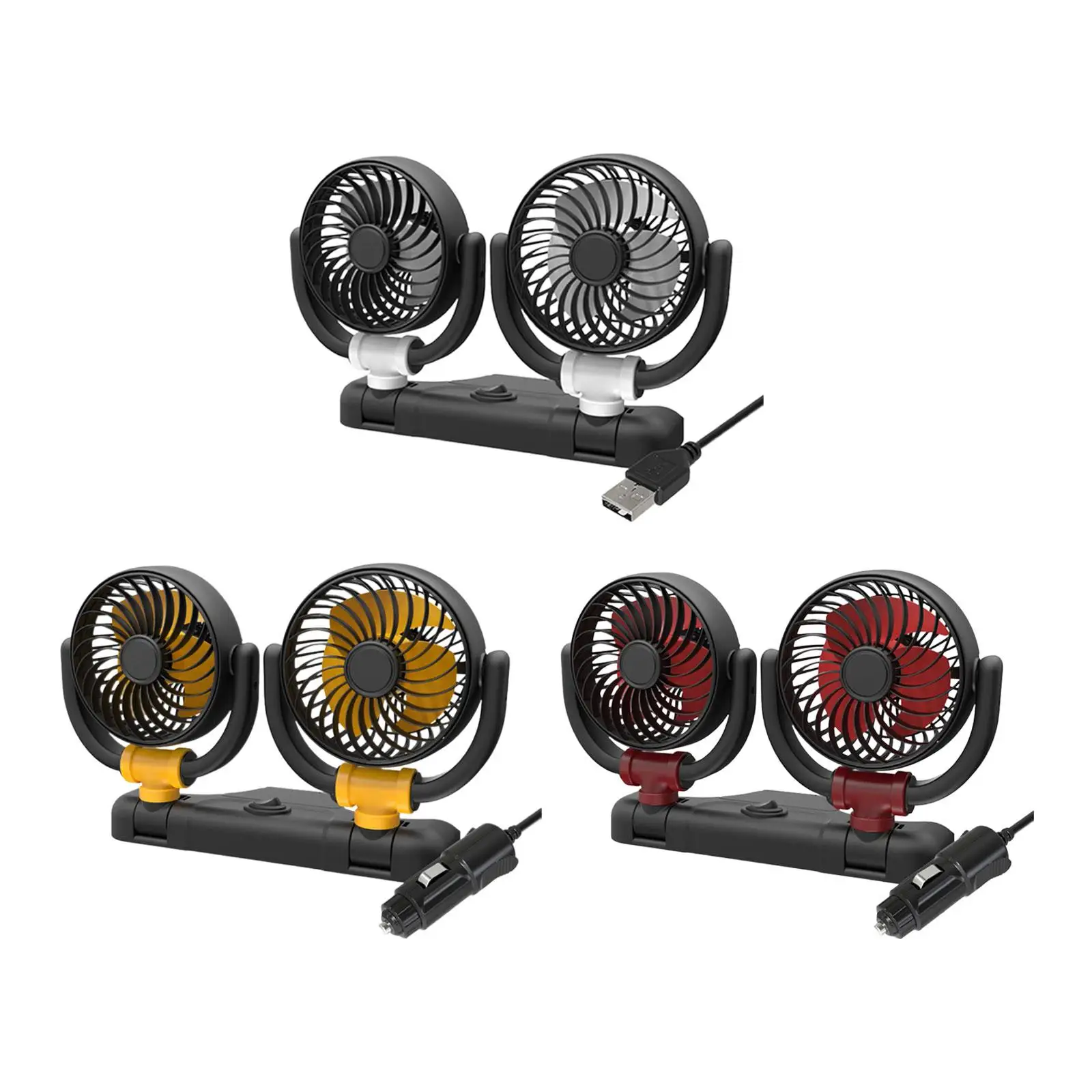 Car Double Head Folding Fan Devices Keep Air in Vehicle Fresh and Cool Strong Wind Fan for Vehicles Dashboard Home RV SUV