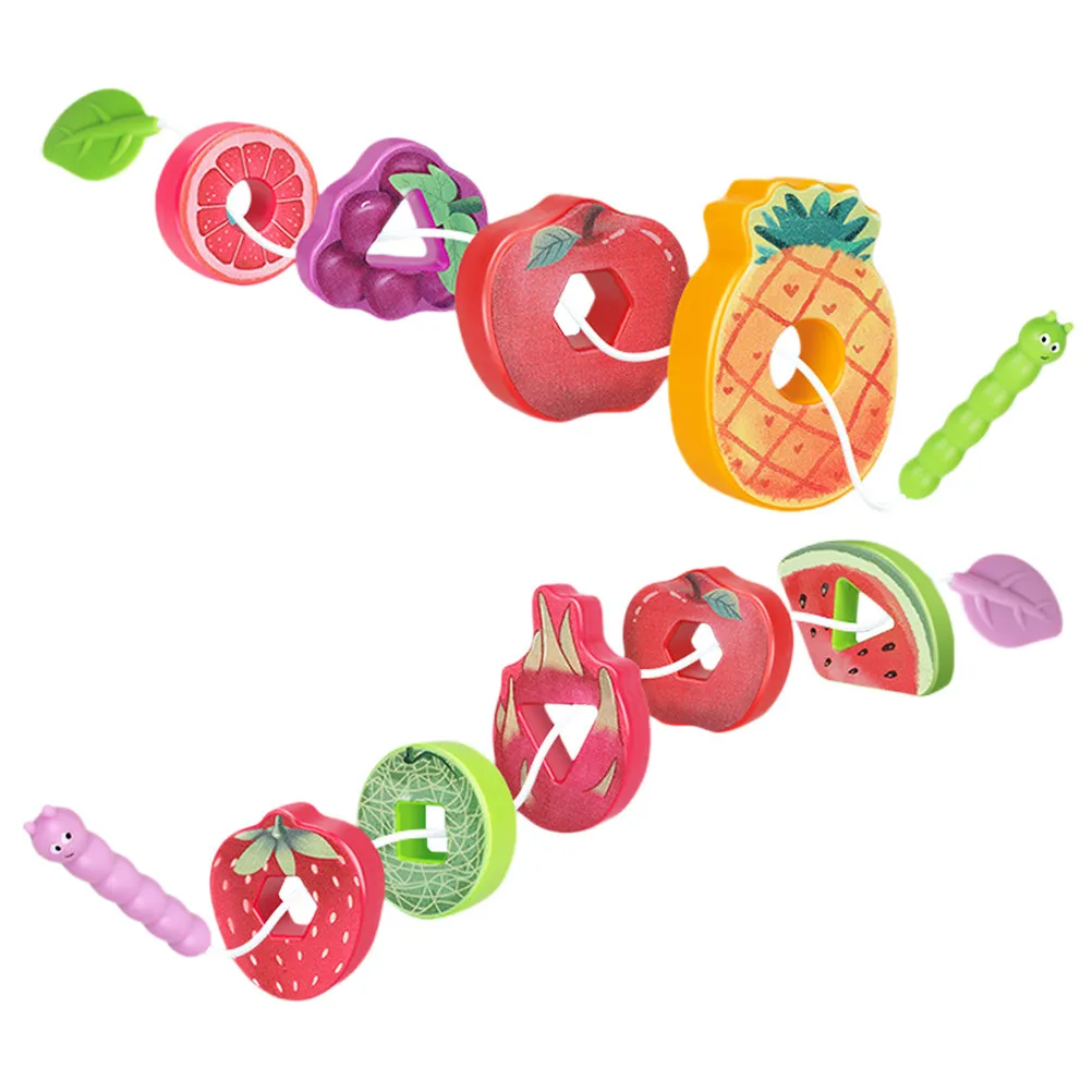 

1 set 1 Set Of Fruits Blocks Threading Lacing Beads For Toddlers Educational Beaded Fine Motor Skills Preschool Learning Sorting