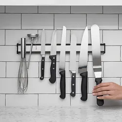 Wall-mounted aluminum alloy kitchen magnetic knife rack, strong magnetic knife holder, knife block, storage rack