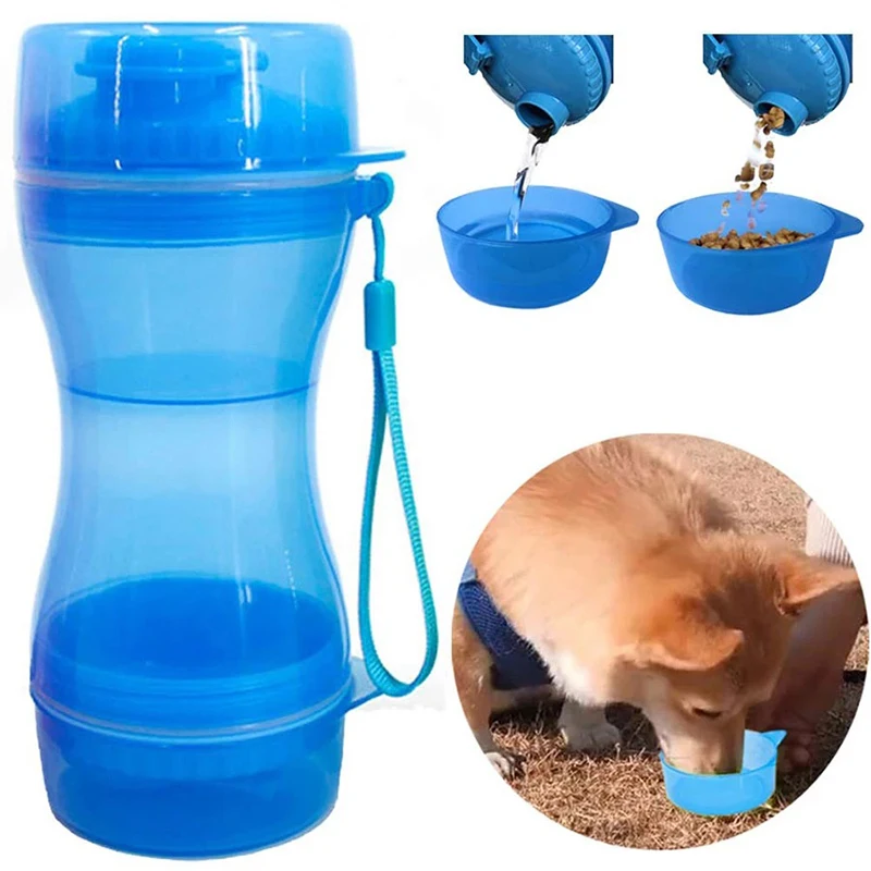 

2 in 1 Outdoor Portable Dog Water Dispenser Safety Leak Proof Camping Dogs Food Storage Bottle Pets Accessories
