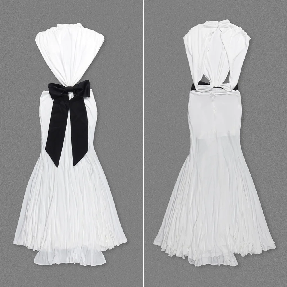 Ärmellose Partykleider mit niedriger Taille, Sommer, Vestidos Largos, asymmetrischer Ausschnitt, Fliege, langes Kleid, Damen-Abendkleid, 2025, Neu