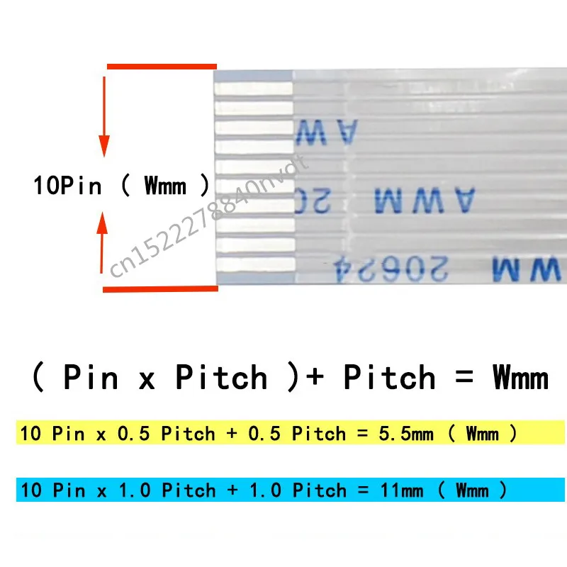 Cavo flessibile piatto da 10 pezzi FFC FPC AWM 20624 80C 60V VW-1 100/150/200mm 0.5MM 1.0MM 4/6/8/10/12/14/16/18/20/24/26/30/40/50/60 Pin