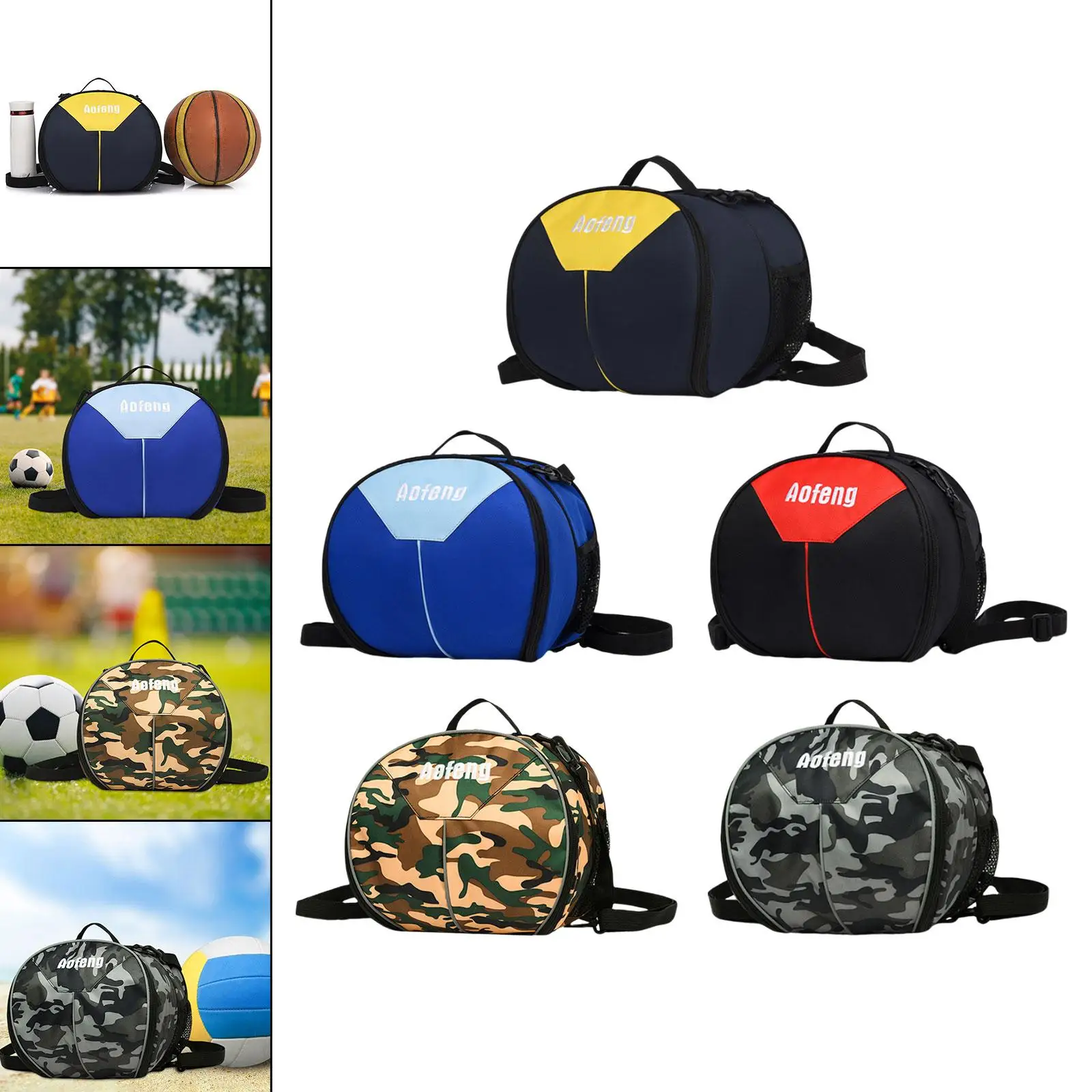 両面メッシュポケット付きバスケットボールショルダーバッグ,ポータブル,耐久性,防水,スポーツ,ボール,サッカー,収納バッグ