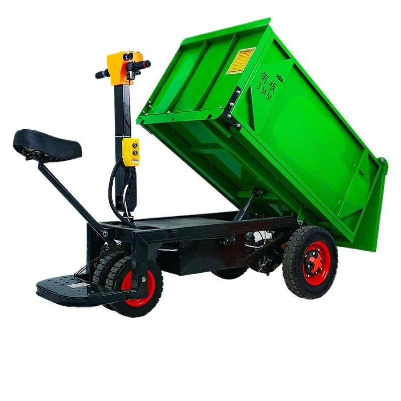 Construction site electric gray bucket truck tricycle pull brick pull mortar handling trolley dump truck