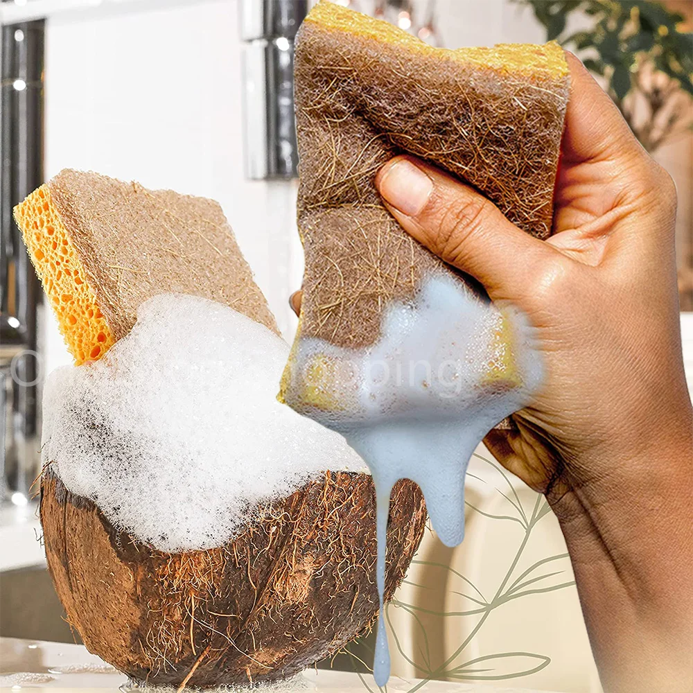 10er-Pack biologisch abbaubare natürliche Schwämme, umweltfreundliche Küchenschwämme für nachhaltiges Leben, biologisch abbaubarer Spülschwamm auf pflanzlicher Basis – Detail 3