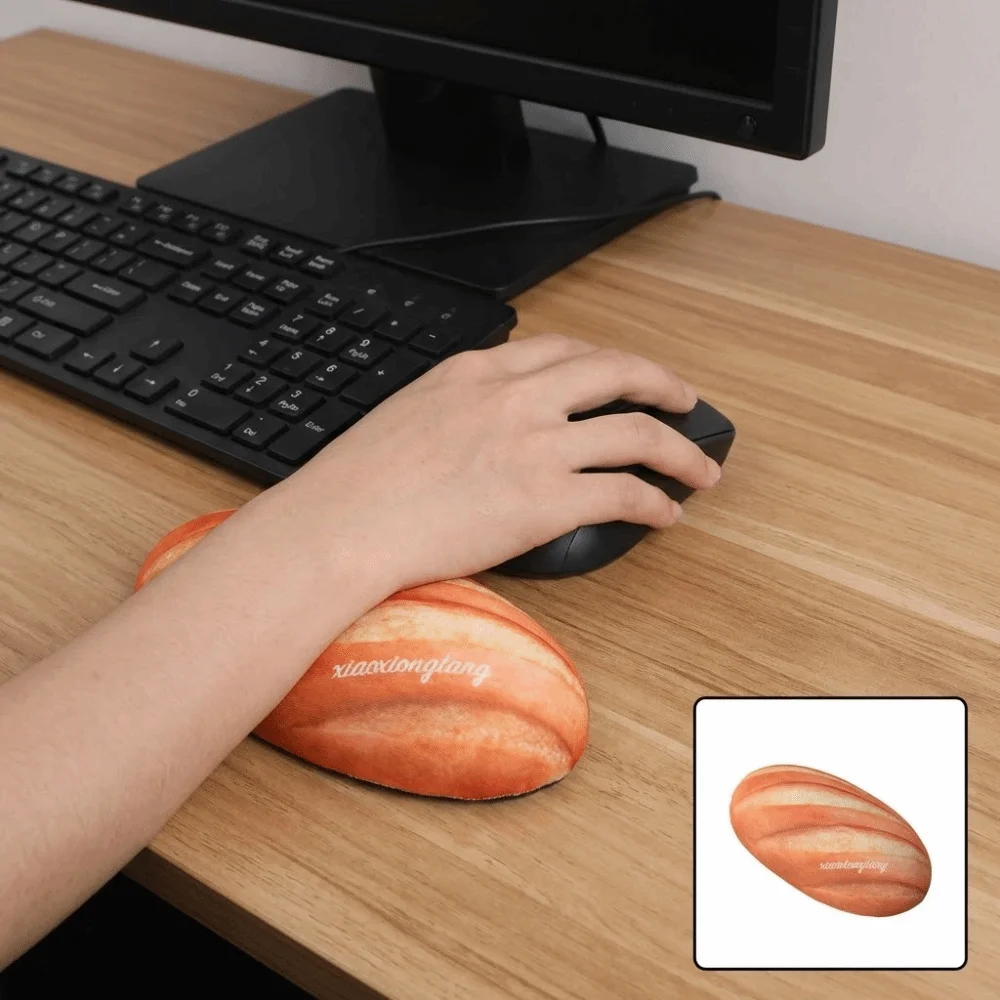 Bread Shaped Mouse Wrist Pad Silicone Anti-slip Wrist Rest Pad Soft Comfortable Cute 3D Mouse Mat Computer Accessories