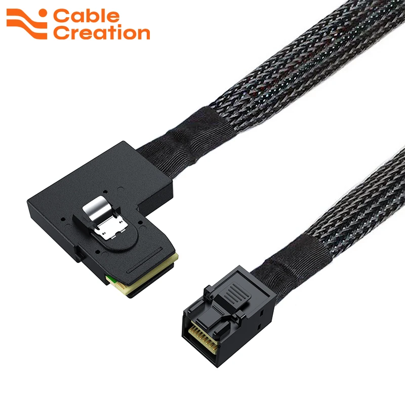 

CableCreation, внутренний мини-SAS SFF-8643 для Mini SAS 36Pin SFF-8087, кабель с левым углом, Mini SAS HD кабель 12 Гб/с