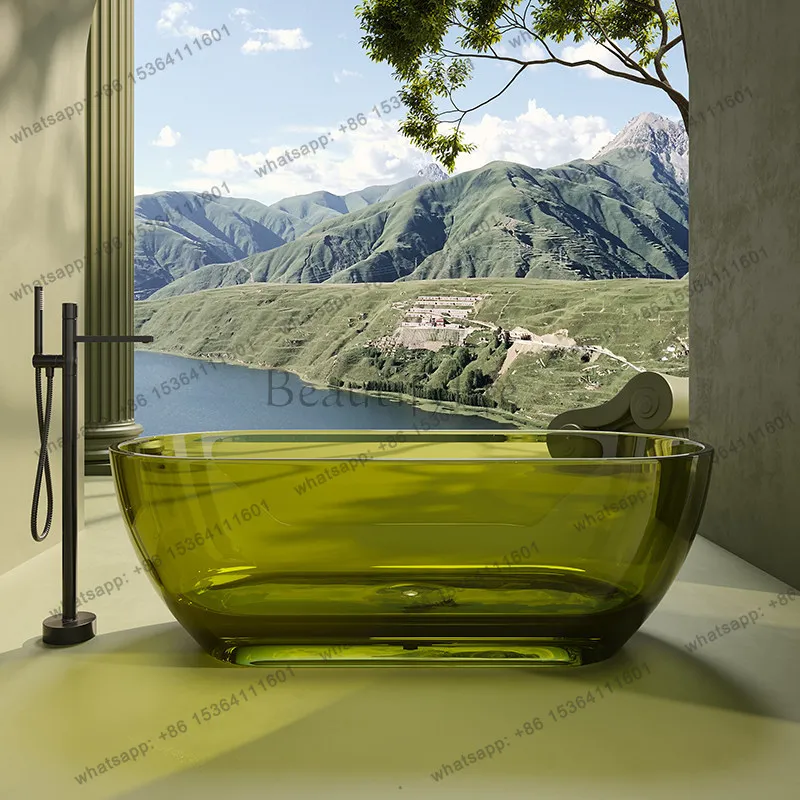 Transparent resin bathtub Artificial stone Free-standing integrated oval double bathtub
