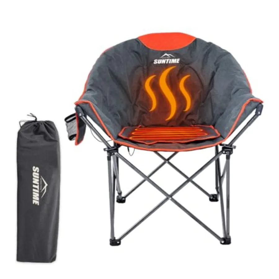 

Oversized Heated Camping Chair3 Heat Levels Portable Folding Lawn Chairs for Adults Outdoor Sports Support 400 LBS Padded Moon