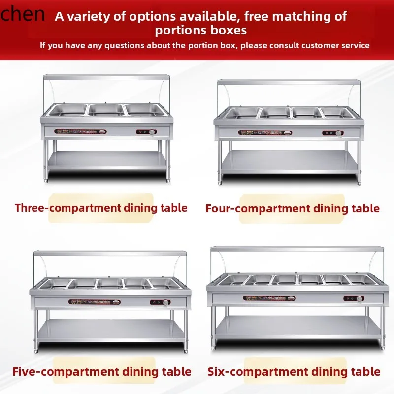 HTT tavolo isolante per fast food copertura in vetro riscaldamento ristorante camion cucina zuppa piscina temperatura costante risparmio energetico