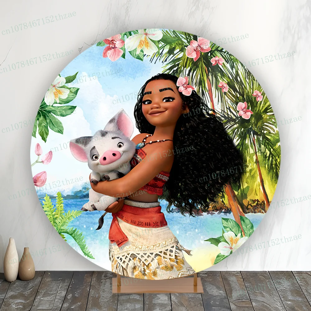 Moana Birthday Party Photo Backdrop Baby Shower Photo Background Round&Cylinders Plinth Covers Banner