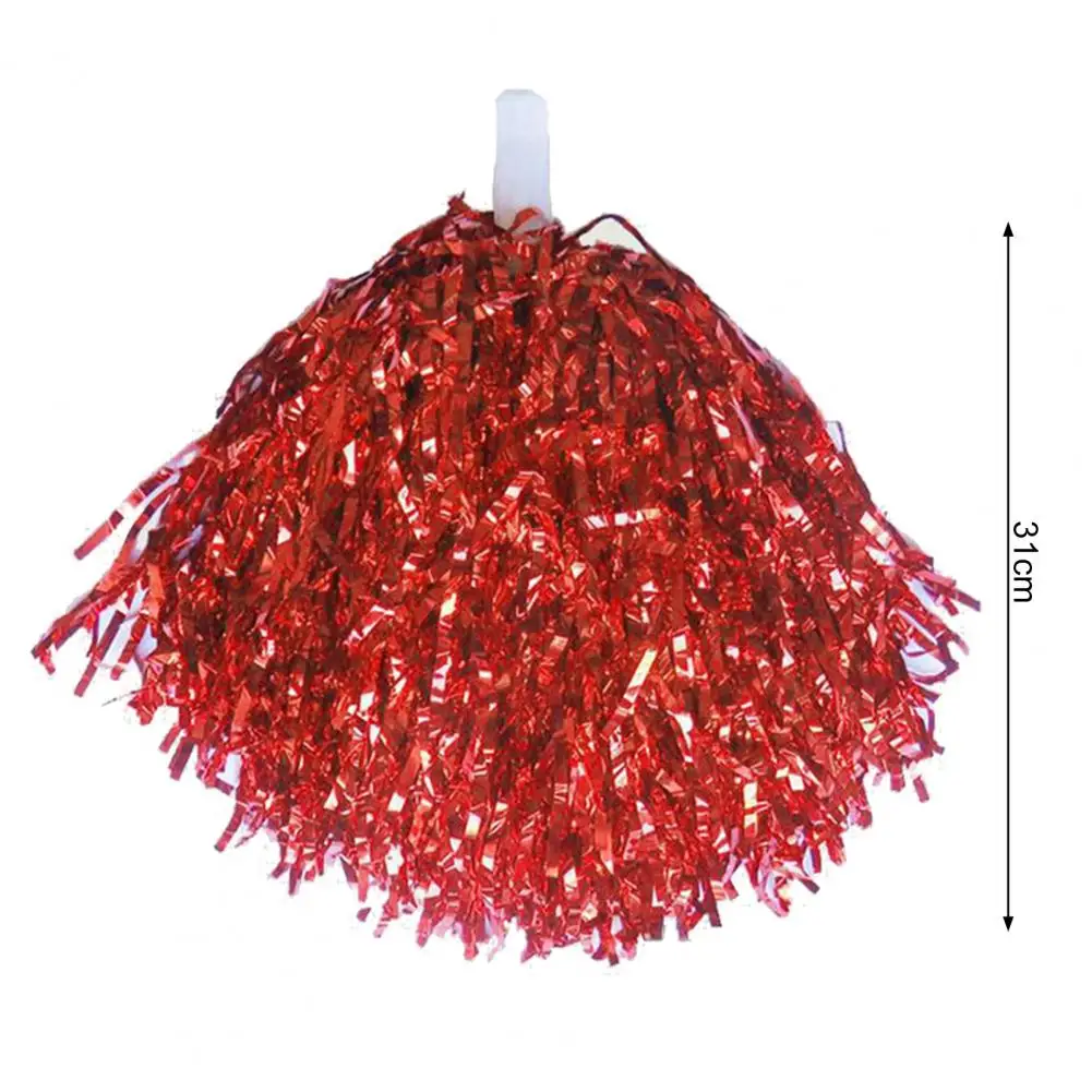 2Pcs Cheerleading Pom Poms With Handle Metallic Cheerleader Pompoms Hand Flowers Pom Poms Sports Dancing Atmosphere Props