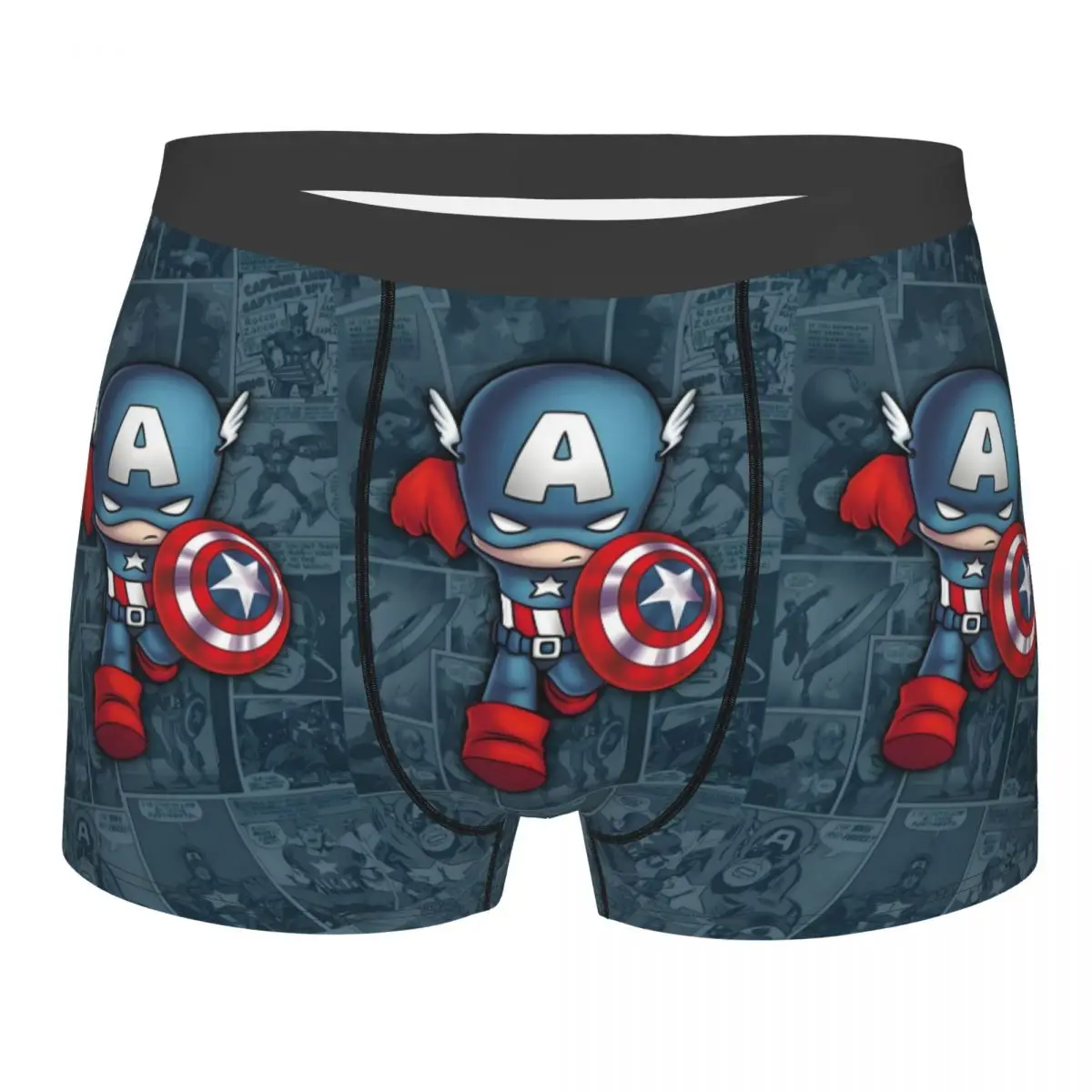 

Custom Captain America Classical Underwear Men Stretch Comics Design Boxer Briefs Shorts Panties Soft Underpants For Homme