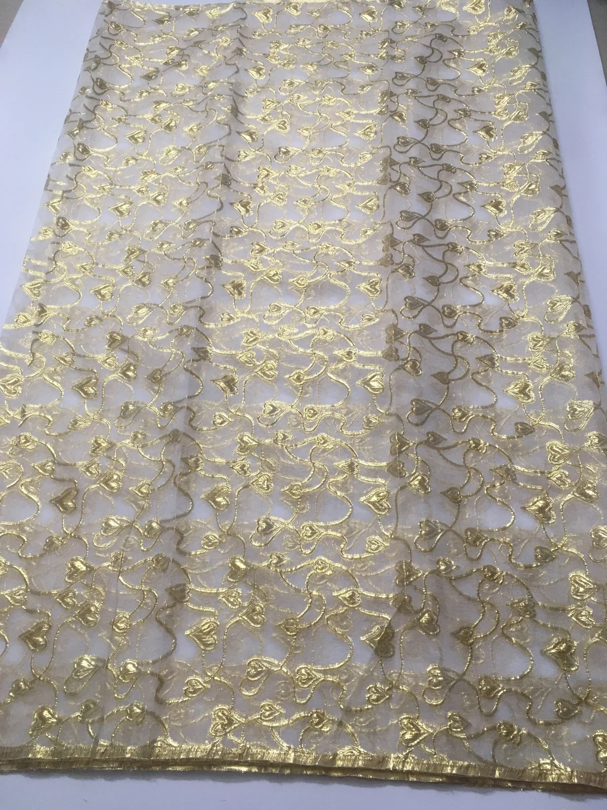 Gold African Brocade FabrIc Jacquard Lace Floral Damask Cloth 2022 Nigerian French Lace Fabric For Wedding Dress Sew LJK22205