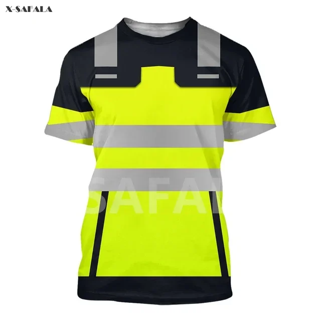 اسم مخصص Lineman لحام سائق شاحنة ميكانيكي كهربائي شاحنة ثلاثية الأبعاد تي شيرت مطبوع الرجال تي شيرت غير ملابس العمل تأثيري موحدة السلامة