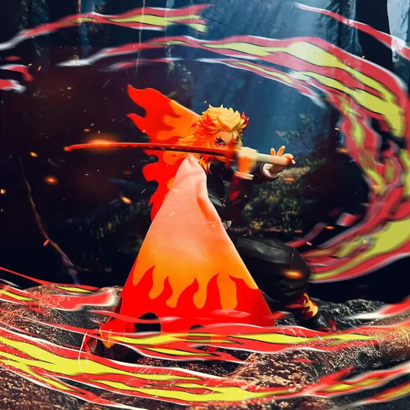 جديد فقط عباءة Shf 1/12 مقياس شيطان القاتل Rengoku Kyoujurou القماش عباءة كيب شال نموذج ل 6 بوصة ألعاب شخصيات الحركة الهدايا #2