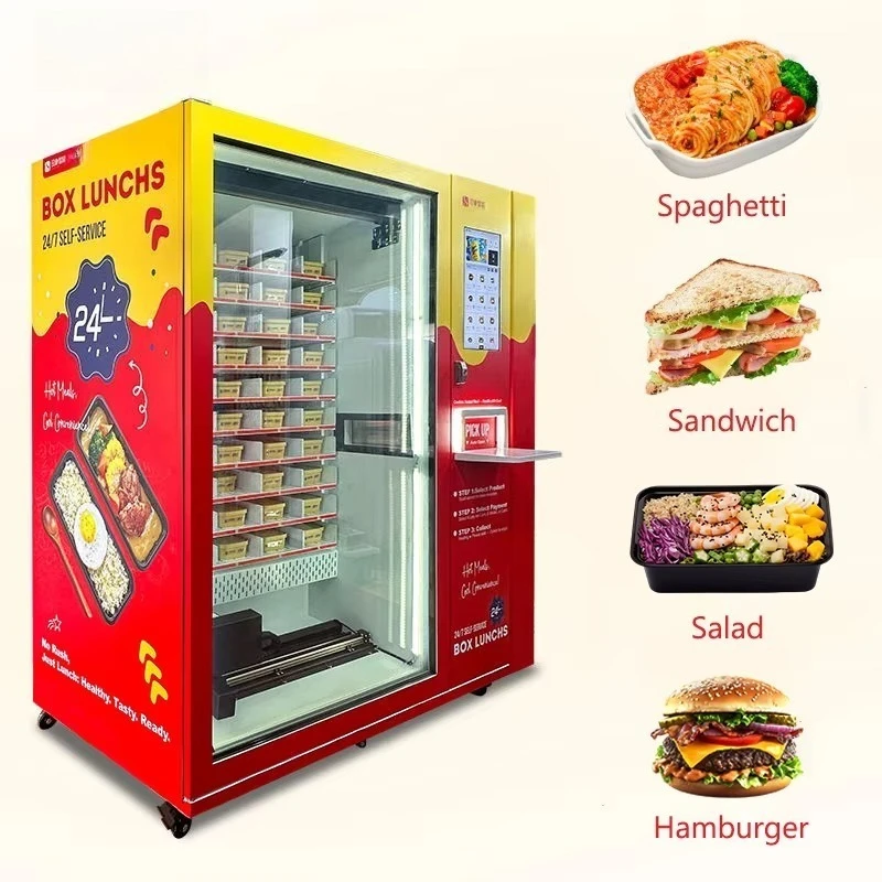 Hot Food Vending Machine 24 Hours Self Service 21.5 Inch Touch Screen Fully Automatic Business Fast Food Vending Machine