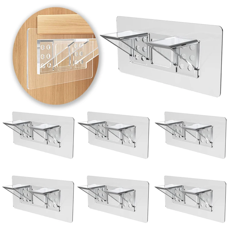 4PCS Large Adhesive Shelf Brackets Heavy Duty No-Drill Wall Mount Support Pegs for Kitchen Cabinet Bookshelf Closet