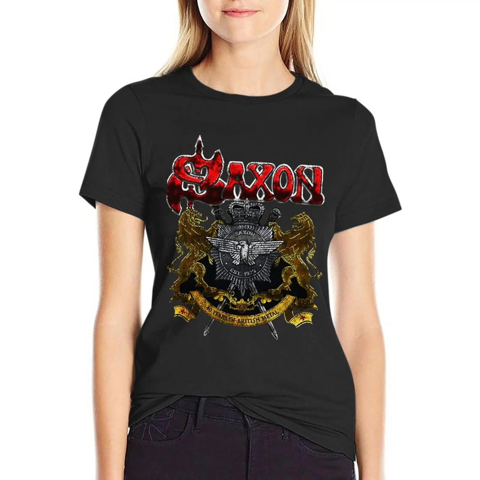 

Saxon music heavy T-shirt hippie clothes cute clothes t-shirts for Women pack