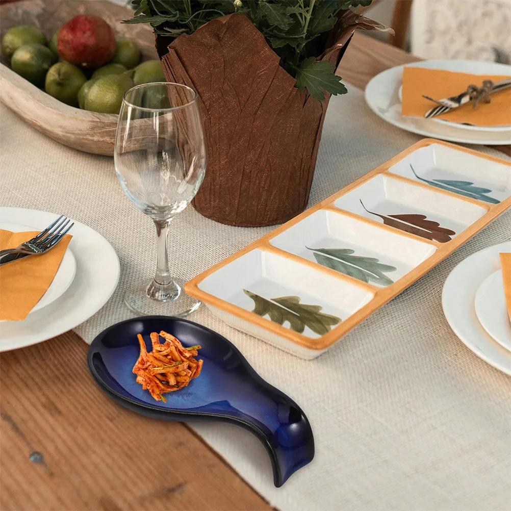 

2Pcs Ceramic Sauce Dishes Minimalist Kiln Change Design Spoon Rest Ladle Holder Spatula Rest for Kitchen Countertop Stove Top