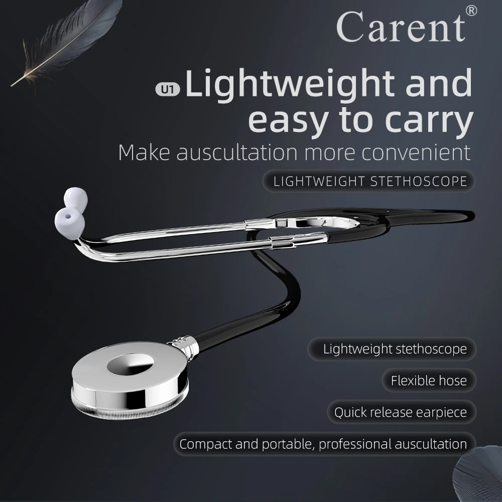 Carent Professional Stethoscope Lightweight Single Medical Silver Stainless Steel Stethoscope for Doctor Nurse Health Care