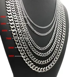 Fashion Stainless Steel Necklace Cuban Chain Men Ladies Punk Hip Hop Will Not Fade Collar Choker Jewelry Gift Free Shipping