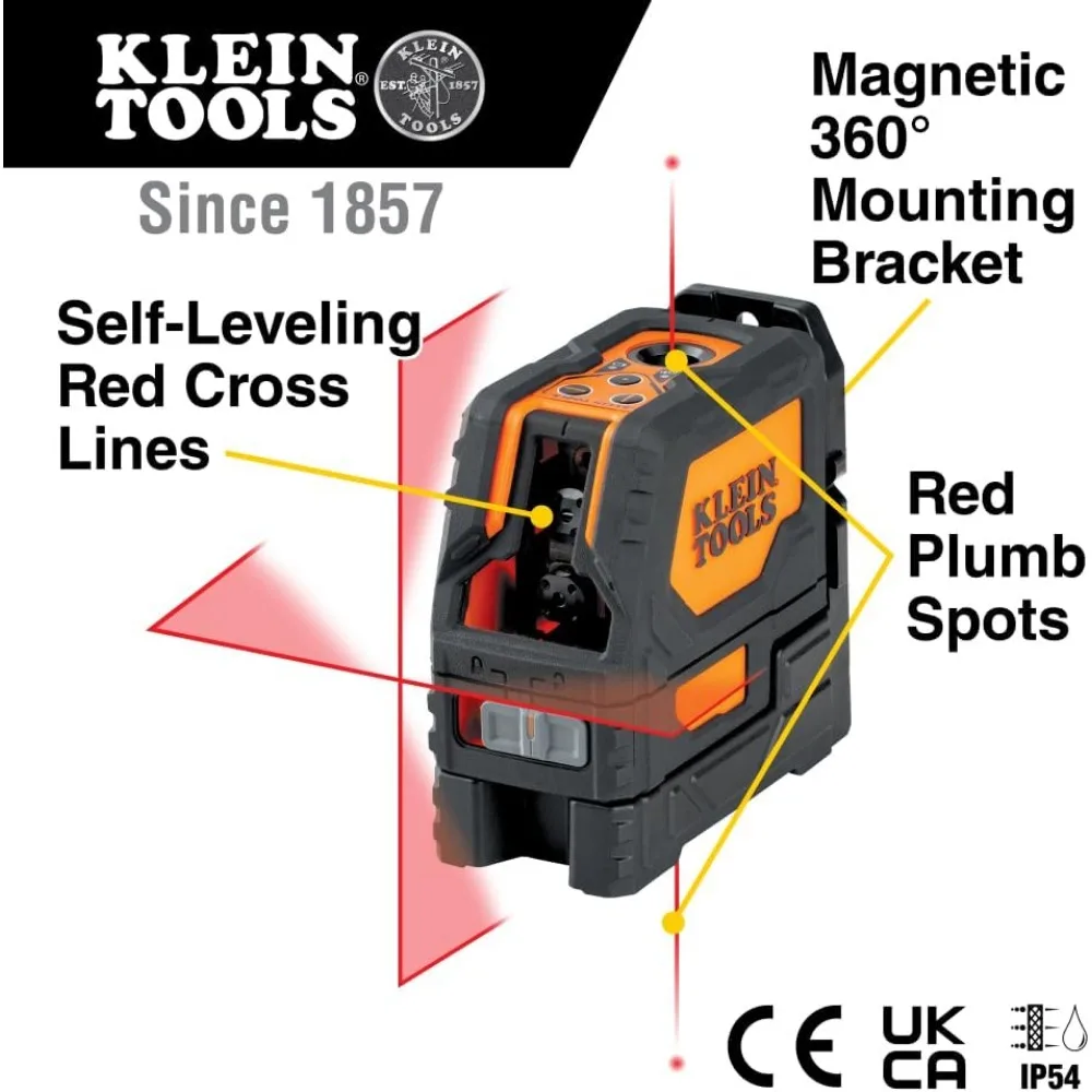 93LCLS Laser Level, Self Leveling, Cross Line Level with Plumb Spot and Magnetic Mounting Clamp