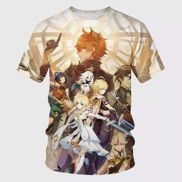 Popular Game Genshin Impact All Roles 3D Print T-shirts Men Women Cosplay T shirt Anime Tee Y2k Top Street Harajuku Kid Clothing