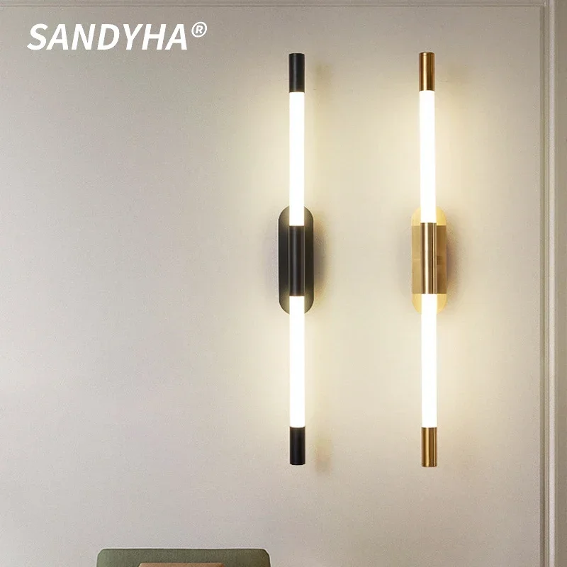 

SANDYHA Minimalist Long Strip Adjustable Bedroom Headboard Wall Lamp Nordic Minimalist Living Room Hotel LED Acrylic Decor Light