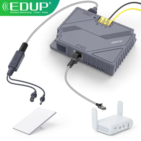 EDUP SK0091S 150W Gigabit PoE Injector & 100W Isolated PoE Splitter Kit 3-in-1 GigE Passive PoE Adapter 48V Output Long Distance