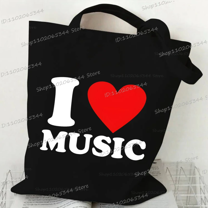 Vintage Musical Notes Handbag 80s Cassette Tape Pencil  Print Canvas Tote Bags Throwback Music Lover Gift Teacher Shoulder Bags