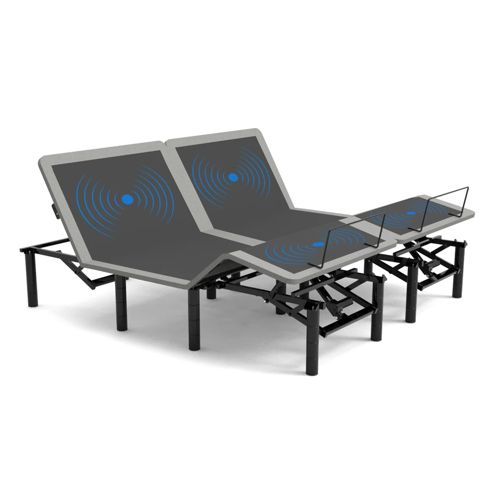 

Split King Adjustable Bed Frame: Massage, Head&Foot Incline, Wireless Remote, USB A/C, LED Light,4-Height Legs,Easy Assemble