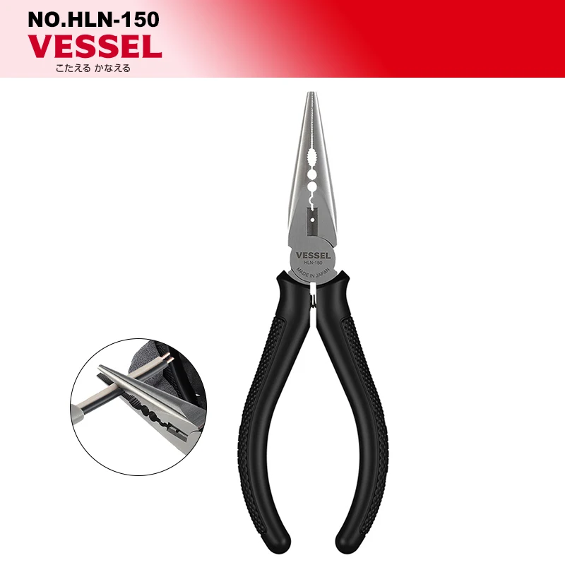 

VESSEL hand tools pliers Precision Long Reach Needle Nose Pliers with Muti-Purpose of Wire Cutting, Bending Crimping HLN-150 Ele