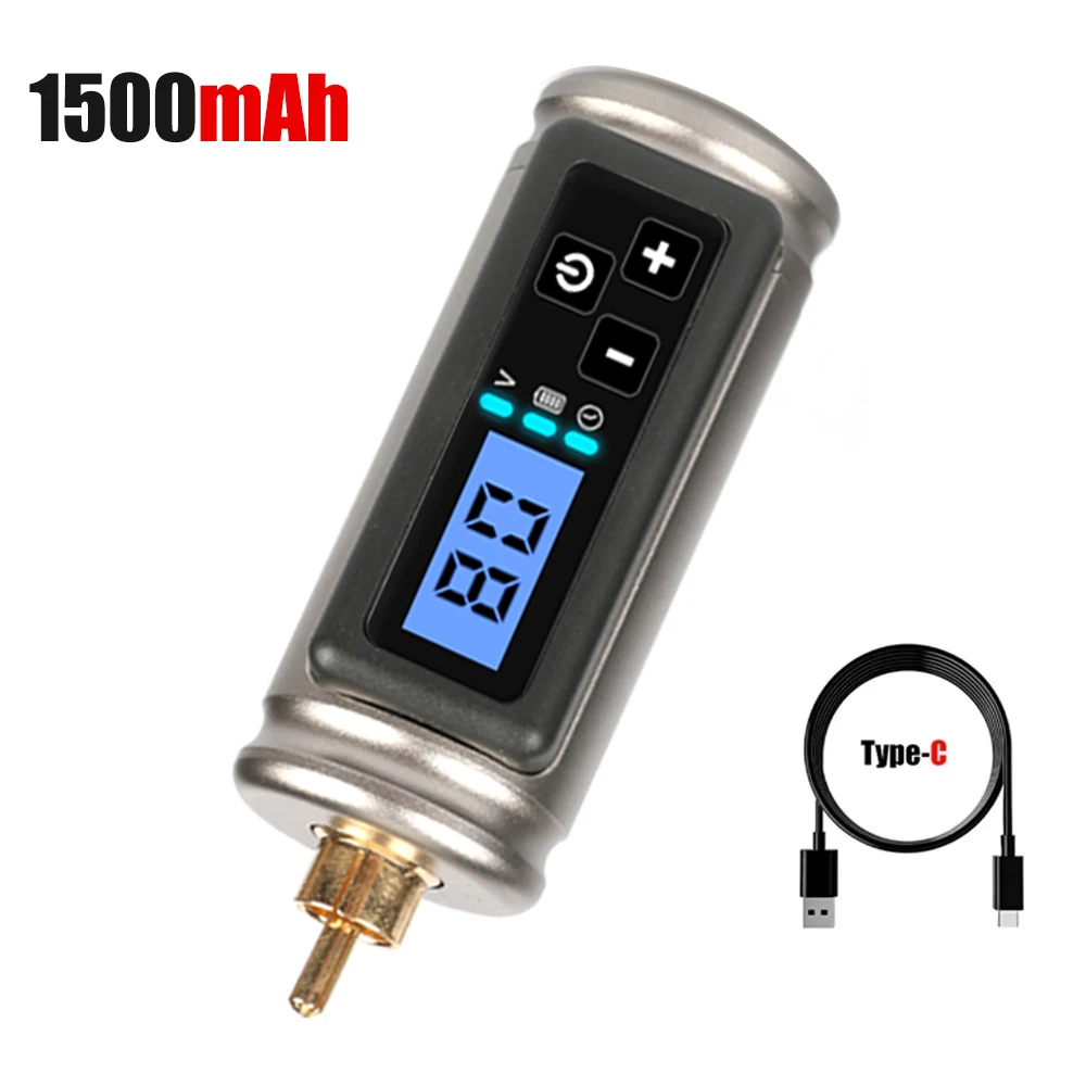 

Беспроводной источник питания для татуировки, светодиодный дисплей 1500 мАч, беспроводная батарея для татуировки, совместимая с ручкой для татуировки RCA и роторными машинами